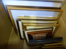 Box containing Assorted Framed Prints