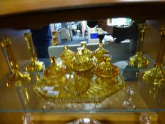 Amber Glass Dressing Table Set