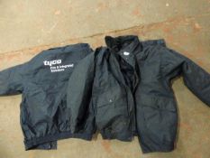 2 Black Knight Size Medium Navy Weather Proof Jackets with Printing