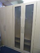 Double Door Wardrobe in Light Beech Finish with Stainless Steel Handles and Matching Wardrobe with
