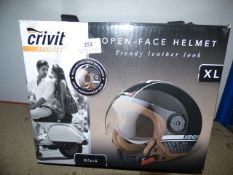 Crivet Open Faced Trendy Leather Look Helmet XL