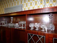 Collection of Cut Glass including 3 Decanters - Tumblers - Wine Glasses etc