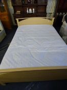 Simulated Beech Double Bed with Mattress