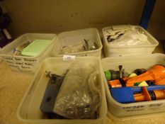 5 Boxes of Assorted Ironmongery - Door Locks - Curtain Fixings etc