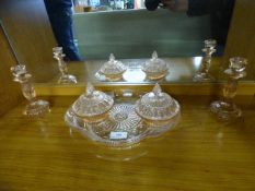 Pink Glass Dressing Table Set