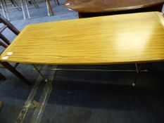 70's Style Wire and Teak Occasional Table