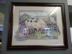 Framed Print Depicting Pigs