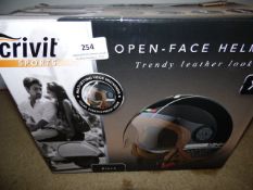 Crivet Open Faced Trendy Leather Look Helmet XL
