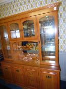 Mirrored Back Wall Unit enclosed by Cut Glass Doors over Cupboards complete with Matching TV/Media