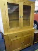 Oak Display Cabinet over Cupboard