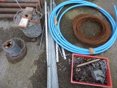 Roll of Blue Alkathene Pipe, Galvanized Flat Bar, Barbed Wire, Other wire etc