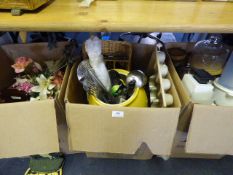 3 Boxes of Assorted Kitchenalia - Storage Jars - Video Cameras - Carriage Clocks etc