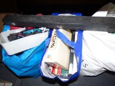 Box containing Assorted Bow Ties - Bag of Low Energy Lightbulbs - Games etc