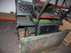 Cast Iron and Wood Table and Bench Set