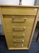 5 Drawer Beech Chest of Drawers with Satin Chrome Handles
