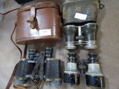 2 Sets of Racing Glasses and Set of Lumina Binoculars in Leather Case