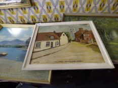 3 Framed Prints & Oil Painting of Goxhill