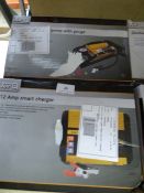 *Torq 12 Amp Smart Charger and Double Barrel Foot Pump with Gauge