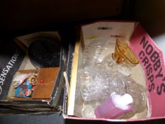 2 Boxes of Assorted Cut Glass - Sewing Kits etc