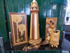Collection of Inlaid and Treen Ware including Trinket Boxes - Light Houses etc