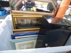 Box containing Metal Letter Box - Framed Prints - Leaded Glass Mirror etc