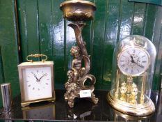 2 Decorative Clocks and Bronzed Figure