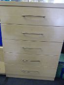 Chest of 5 Drawers in Light Beech Finish