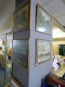 4 Gilt Framed Prints & Oil on Board