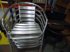 4 Tubular Aluminium Stackable Chairs & Charcoal Barbecue