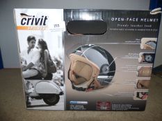 Crivet Open Faced Trendy Leather Look Helmet XL