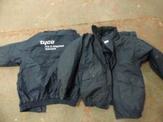 2 Black Knight Size Medium Navy Weather Proof Jackets with Printing