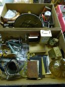 2 Boxes containing Chrome & Brassware - Glass & Copperware etc