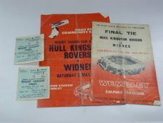 H.K.R. v Widnes 1964 Program, Song Sheet and 2 Tickets