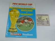 England V Hungary 1981 Match Ticket
