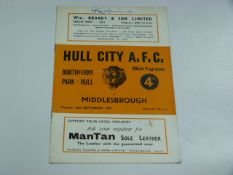 Hull City V Middlesbrough 1959