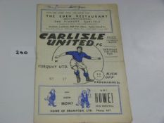 Carlisle United V Torquay United 1959