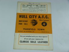 Hull City V Mansfield Town 1957