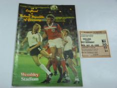 England V Germany 1982 Match Ticket