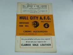 Hull City V Crewe Alex 1957