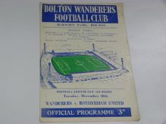 Bolton Wanderers V Rotherham United 1960 (League Cup 4th Round)