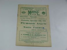 Plymouth V Nottingham City 1954