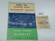 Blackburn Rovers V Wolverhampton 1960 Program and Ticket
