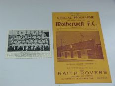 Motherwell Program and Team Photo 1960