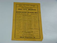 Reserves V Doncaster Rovers 1958