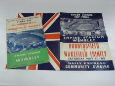 Huddersfield v Wakefield Trinity 1962 and Song Sheet