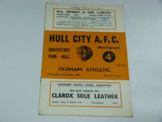 Hull City V Oldham AFC 1958