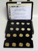 16 Gold Plated US Presidential 1 Dollar Coins - 22 Carat Gold Plate