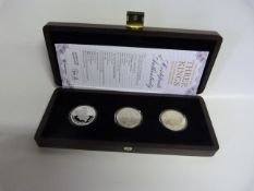Cased Set of 3 Kings of England 7th Anniversary Crown Set - Silver Proof