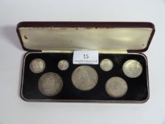 Cased Set of Silver Queen Victoria Jubilee Coins (7 Coins)