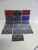 Box Containing 13 Sets of Various UK Coinage